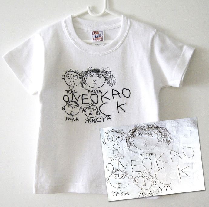 子どもが描いたと思えないカッコ良すぎるロックなイラストを刺繍Tシャツに